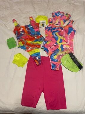 80’s Women’s Neon Multicolor Workout Costume | pink
Size:XS